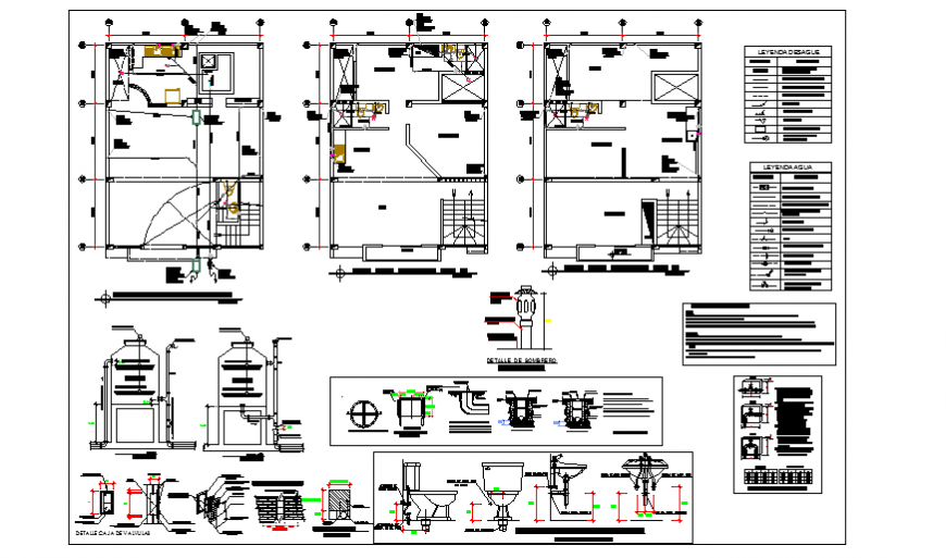 Sanitary installation plan residential housing-commerce design drawing