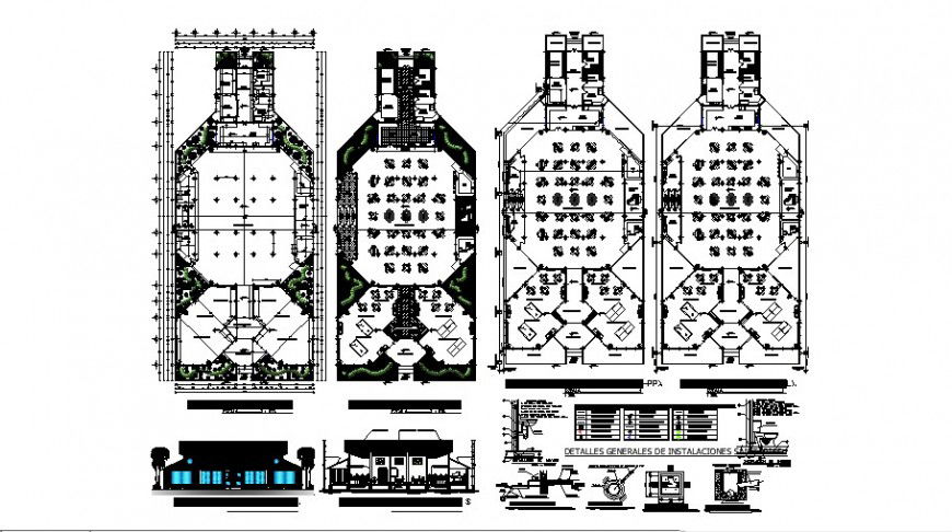 Sanitary installation plan with its symbol of restaurant in auto cad