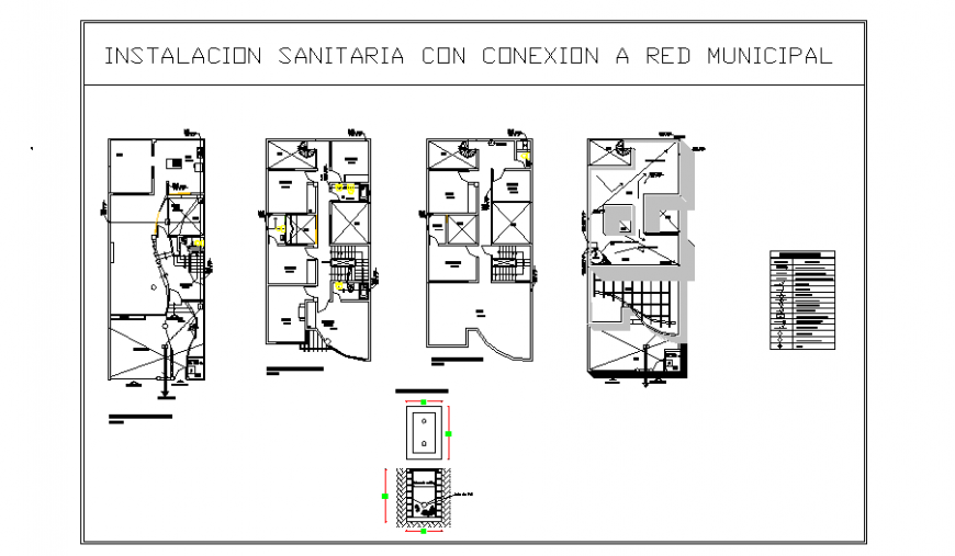 Sanitary installation with connection to municipal network of unifamiliary housing in housing