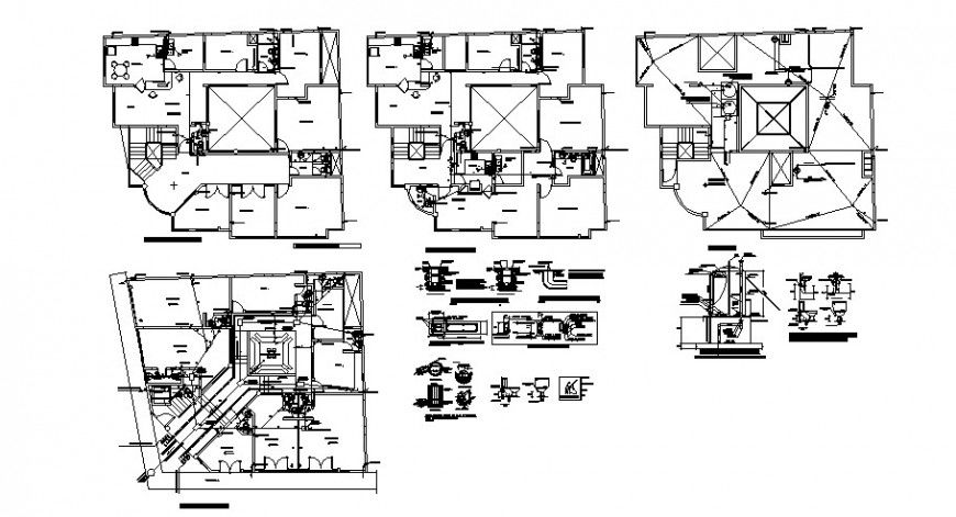 Sanitary installation with hydraulic water system for apartment building dwg file