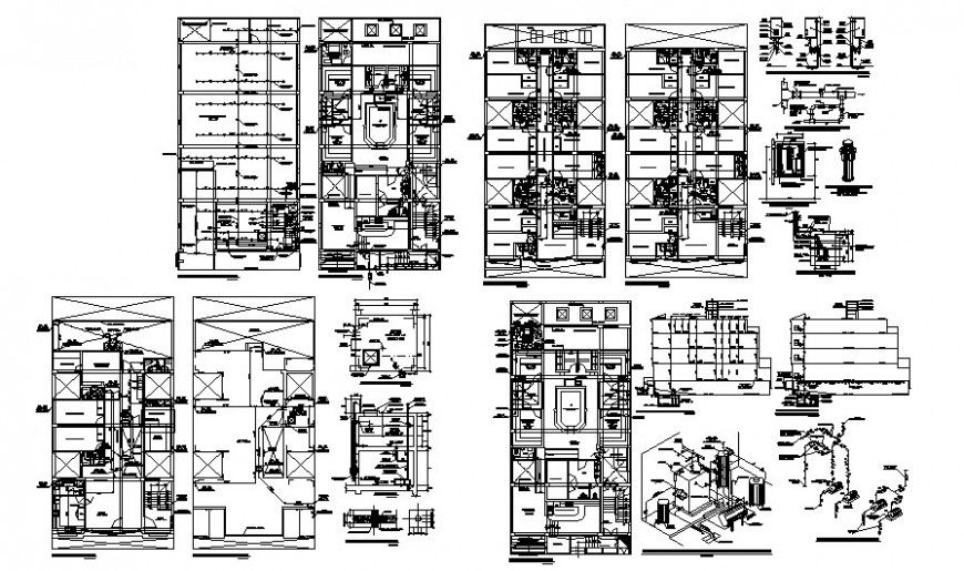 Sanitary line detail drawing of government building in AutoCAD file.