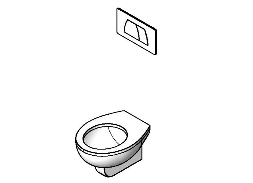 Sanitary modern toilet 3d model CAD block layout file in dwg format