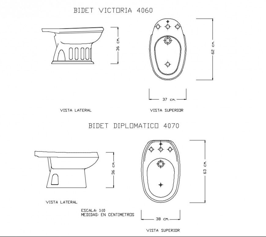 Sanitary pieces plan autocad file