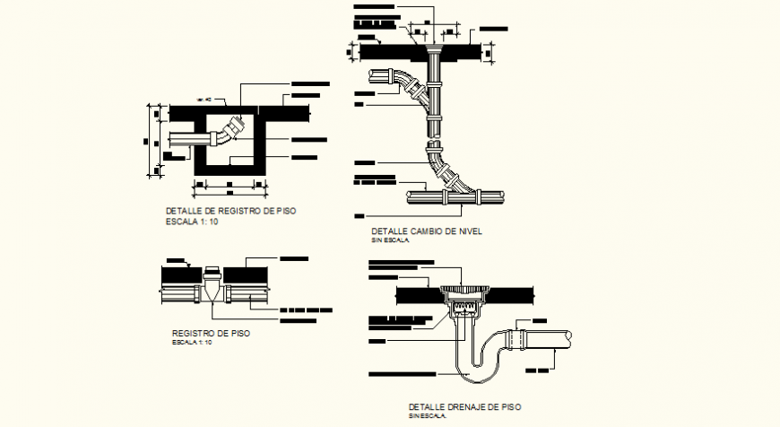Sanitary piping system detail elevation dwg file