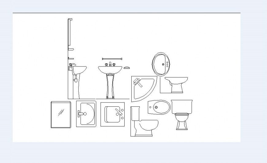 Sanitary plan and elevation of different block in AutoCAD