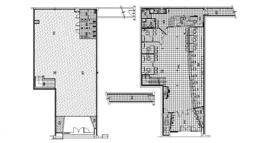 Sanitary plan and installation details of both floor of bank agency dwg file