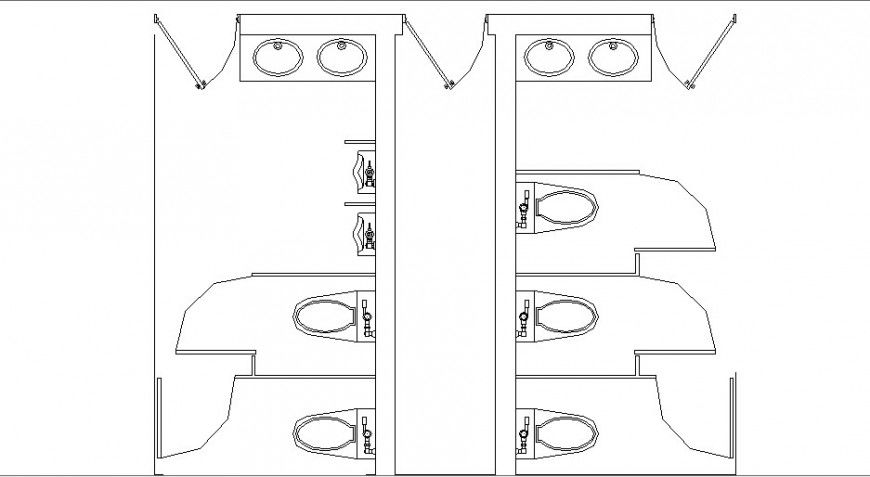 Sanitary plan and installation details of culture center building dwg file