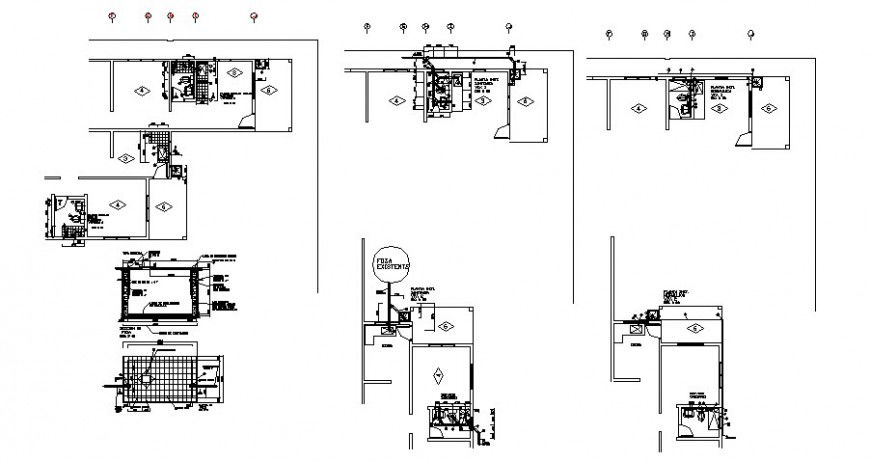 Sanitary plan and installation details of semi detached house dwg file