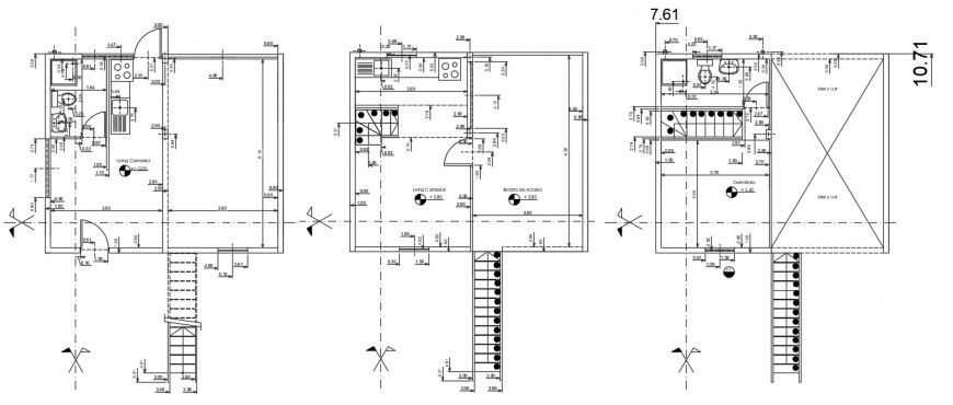 Sanitary plan and installation drawing details of three story house dwg file