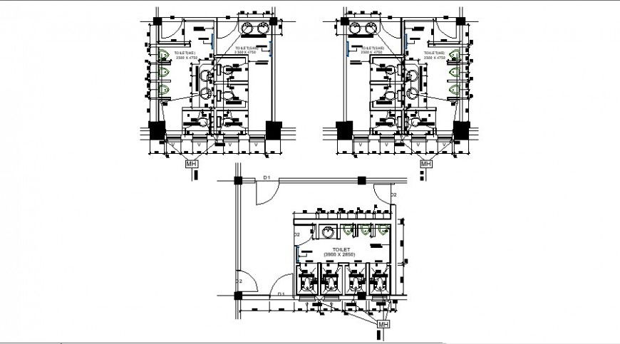 Sanitary public toilet detail working plan layout file in autocad format