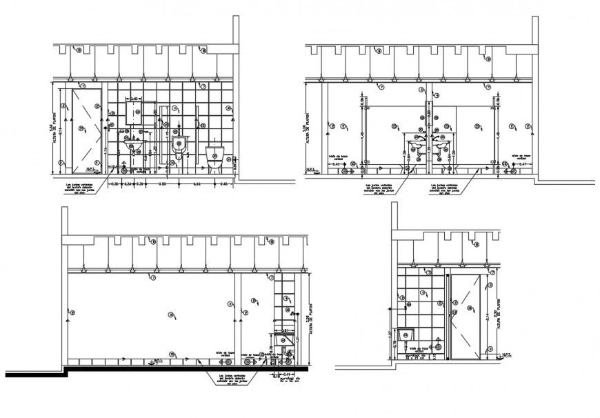 Sanitary section and installation details of house dwg file