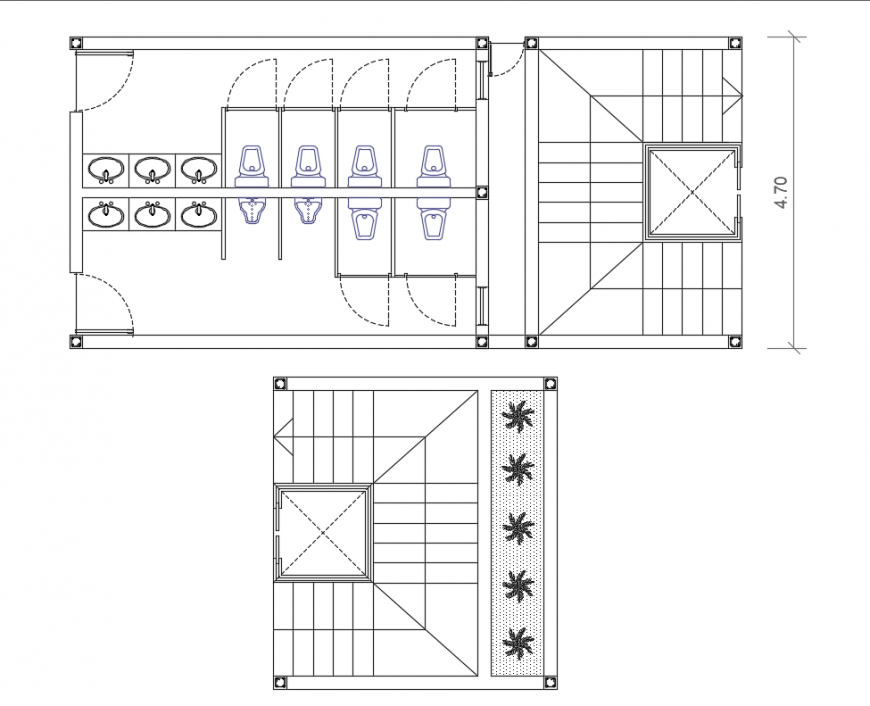 Sanitary sectional and installation details of college building dwg file