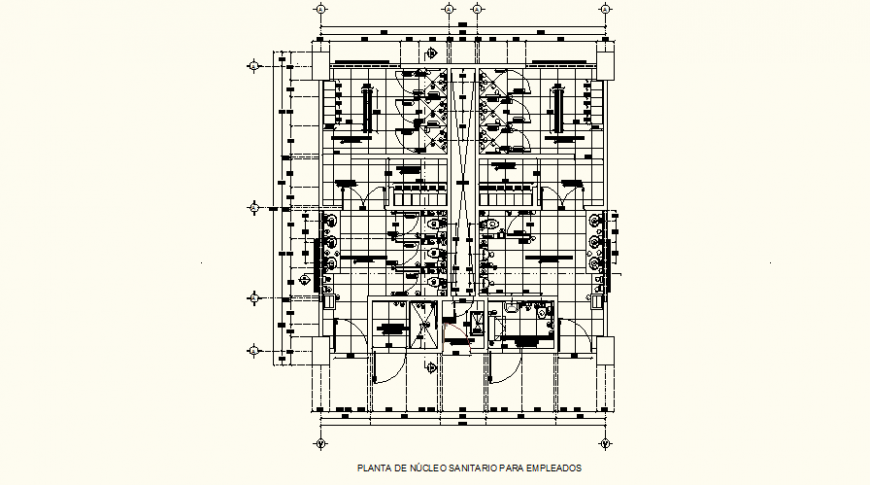 Sanitary system detail of a building elevation and plan dwg file