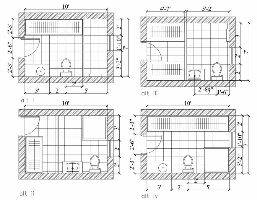 Sanitary toilet and bathroom units detail 2d view autocad file