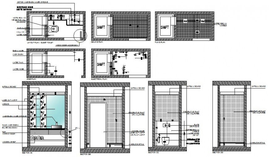Sanitary toilet area drawings details plan and elevation autocad file