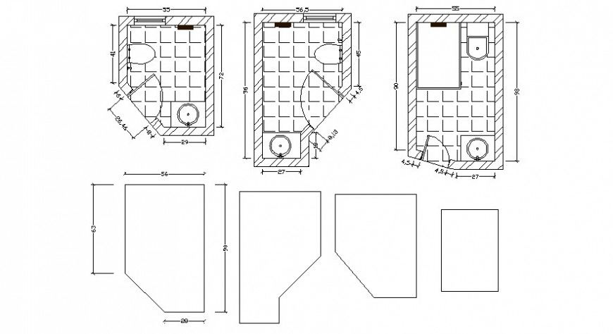 Sanitary toilet bathroom area 2d view plan AutoCAD software file
