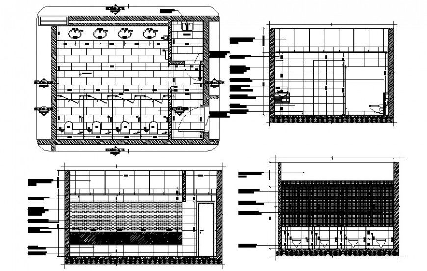 Sanitary toilet blocks detail plan and section autocad file