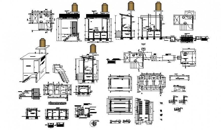 Sanitary toilet details elevation and section autocad file