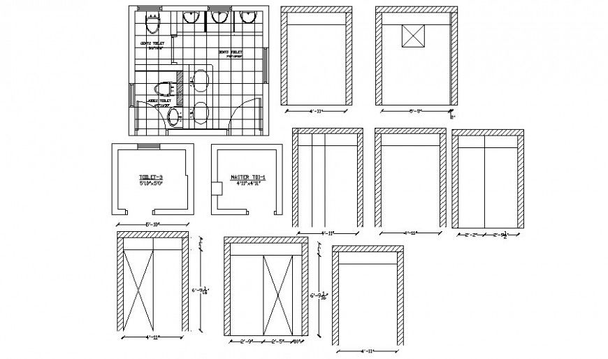 Sanitary toilet details plan 2d view drawings autocad file