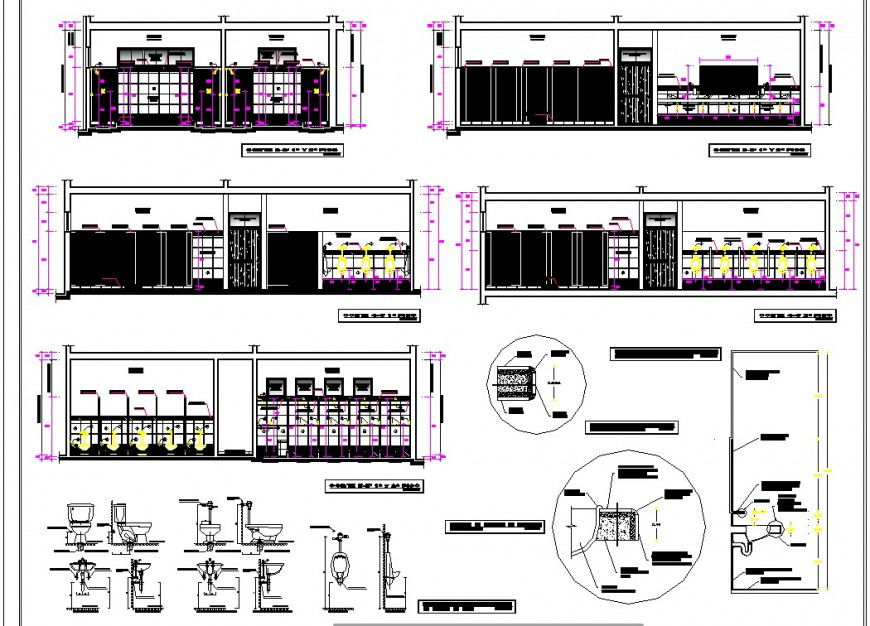 Sanitary toilet section 2d view CAD block layout file in autocad format