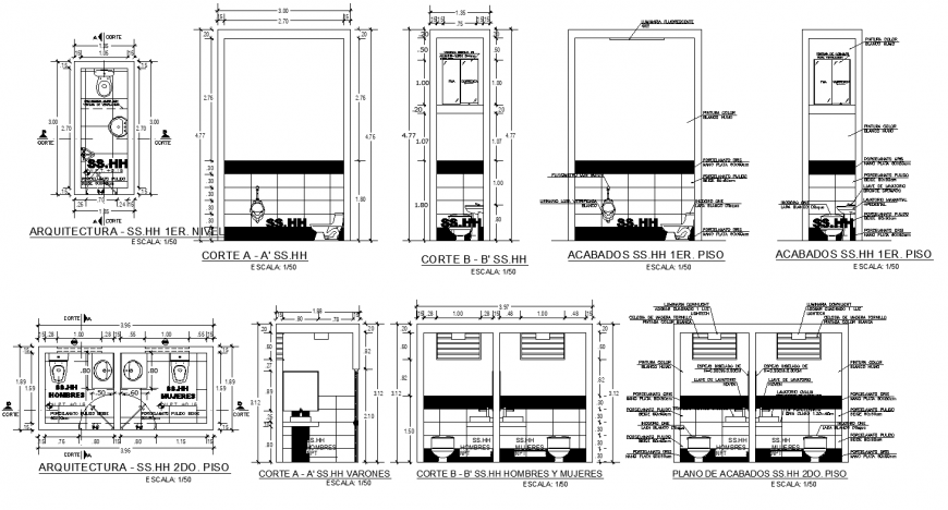 Sanitary toilet section and plan 2d view layout file in dwg format