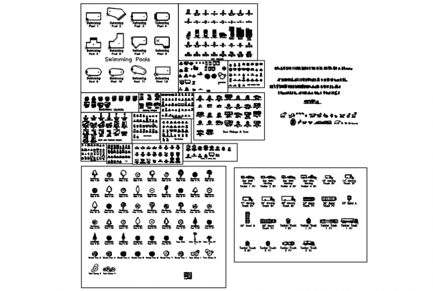 Sanitary tree and furniture different block in auto cad file