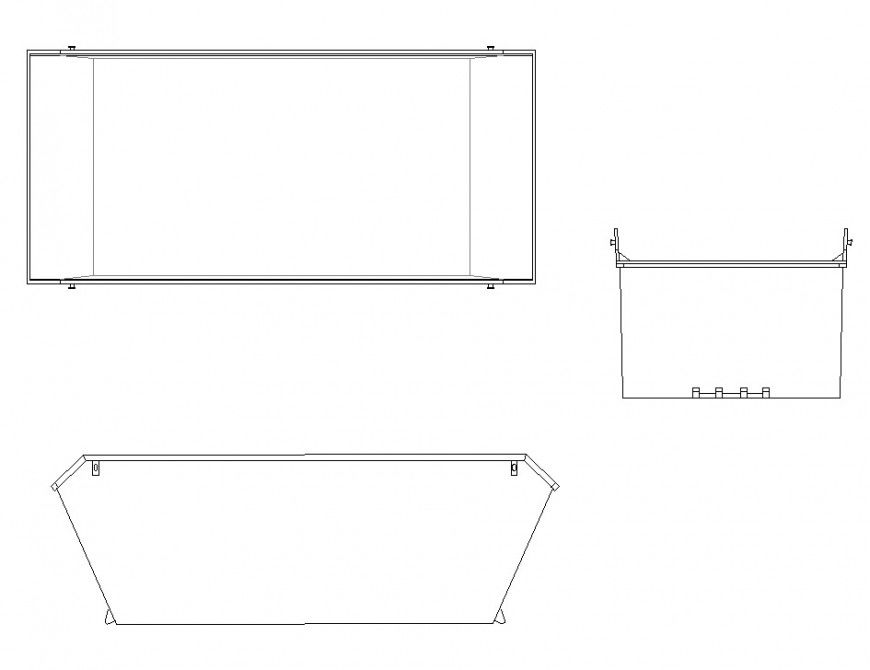 Sanitary unit bathtub detail 2d view CAD blocks layout file in dwg format