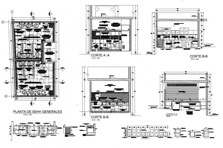 Sanitary unit of Public toilet layout file in autocad format