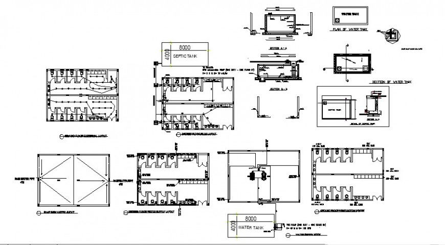 Sanitary units detail 2d view of public toilet autocad file