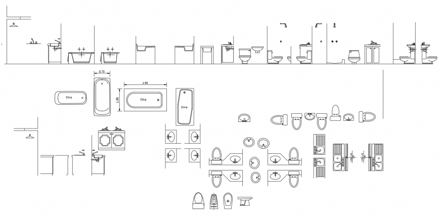 Sanitary units detail elevation 2d view CAD block autocad file