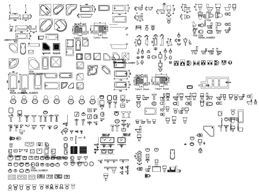 Sanitary units detail elevation 2d view autocad file