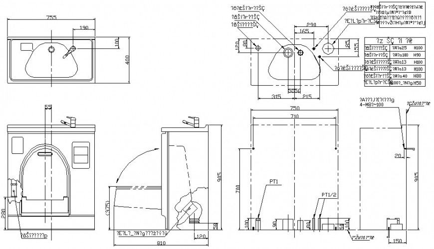 Sanitary units detail elevation drawing in autocad
