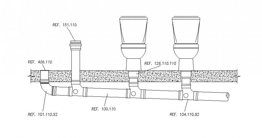 Sanitary units drawings details of sewage system 2d view autocad file