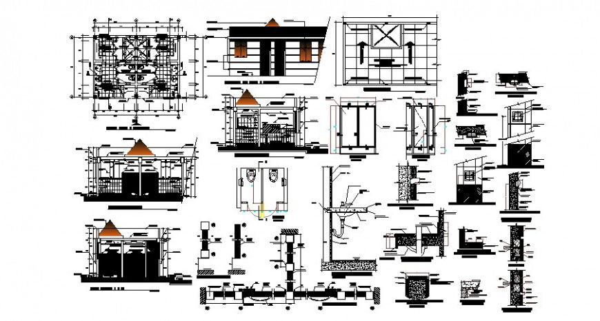 Sanitary units of public toilet drawing Autocad file