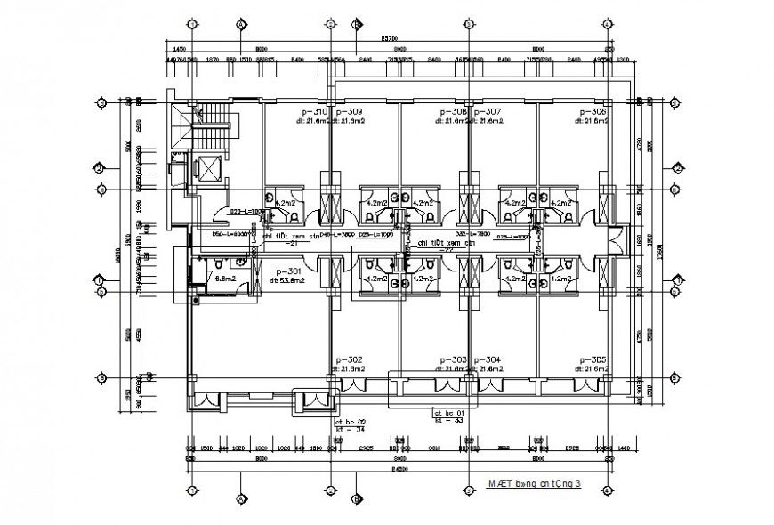 Sanitary view of building floor plan in autocade software