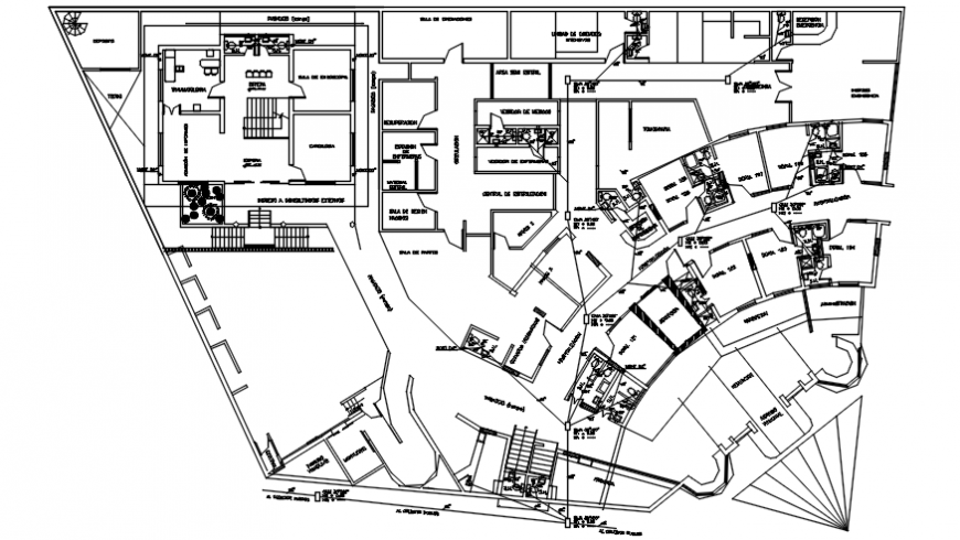 Sanitary view of first floor plan of clinic in AutoCAD