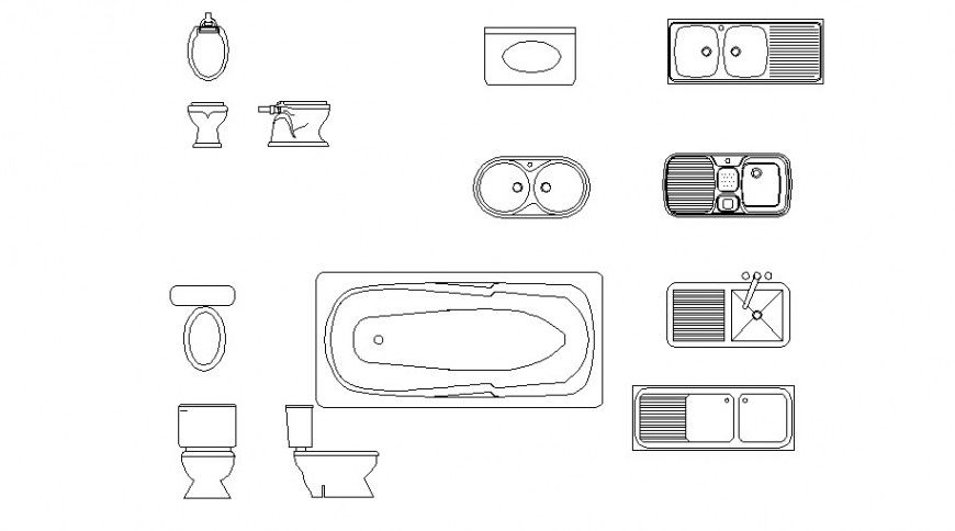 Sanitary ware and kitchen ware blocks cad drawing details dwg file