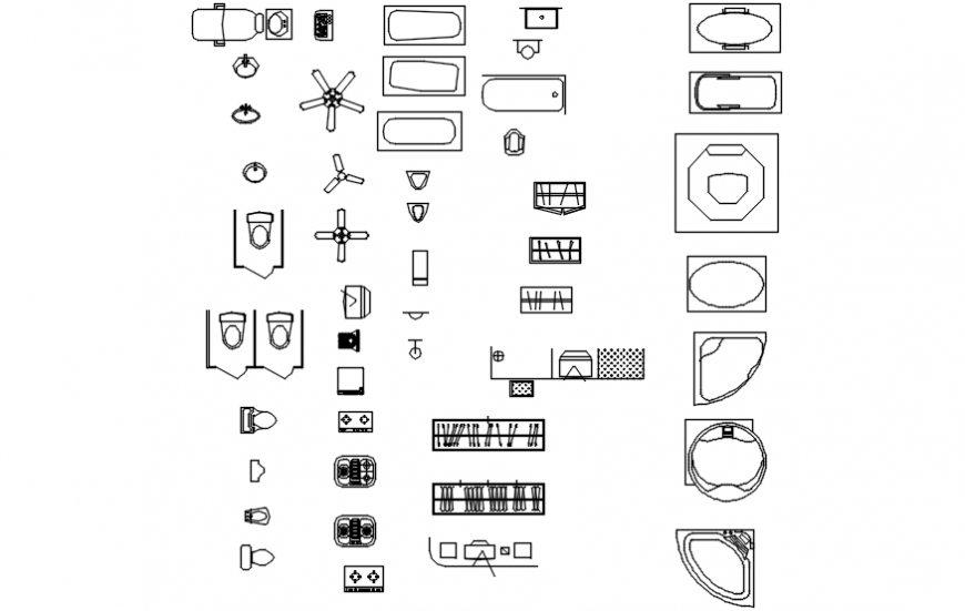 Sanitary ware blocks 2d drawing details for health center dwg file