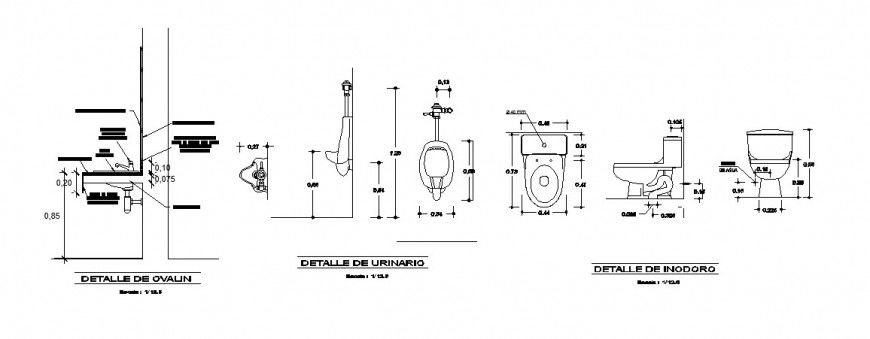 Sanitary ware detail elevation drawing in dwg AutoCAD file.