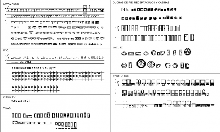 Sanitary ware different blocks drawing in dwg file.