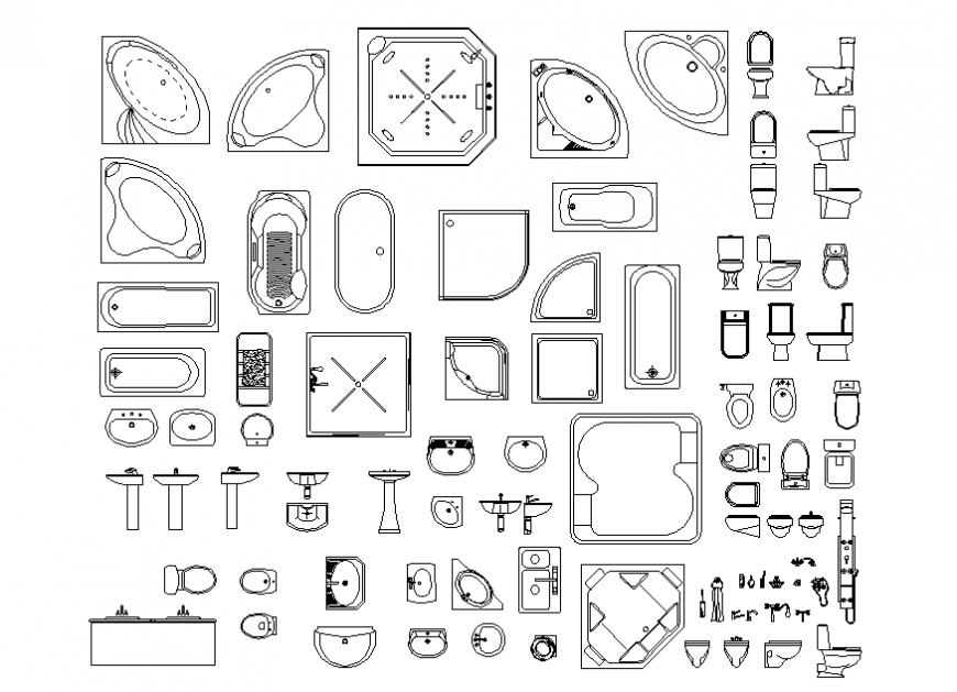 Sanitary ware set blocks cad drawing details dwg file