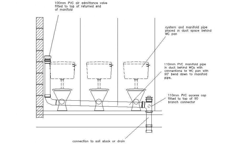 Sanitary water closet unit drawing in autocad