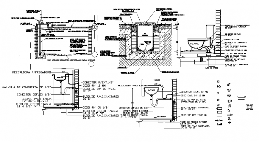 Sanitary watercloset and sewage system 2d drawing autocad file