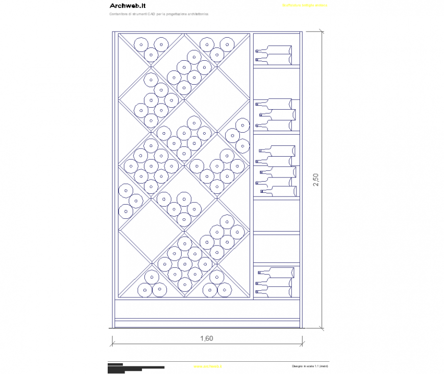 Scaffale bottiglie enoteca plan autocad file