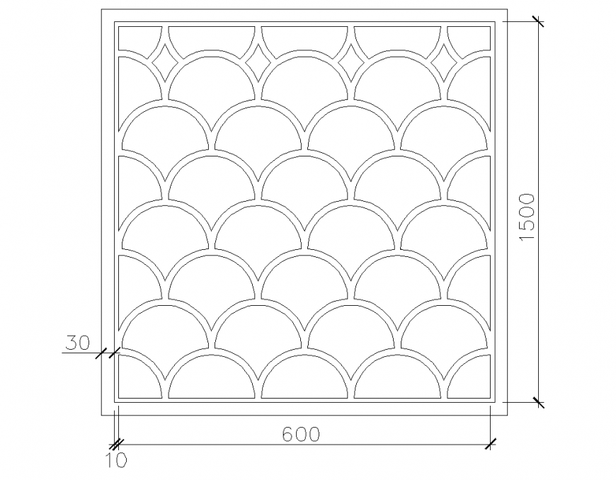 Scale pattern window cad blocks detail dwg file