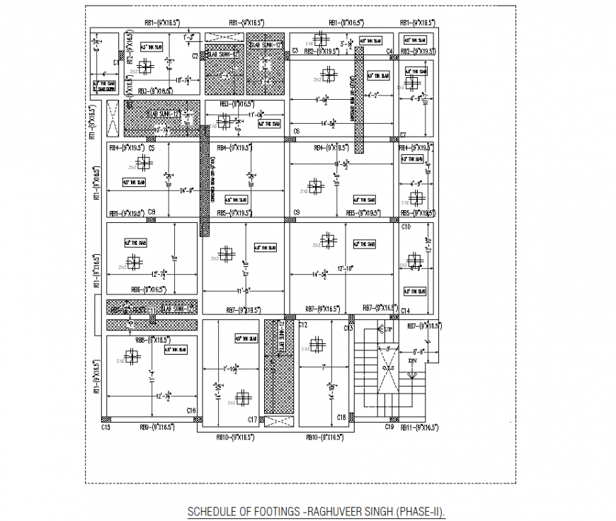 Schedule of footing plan layout file