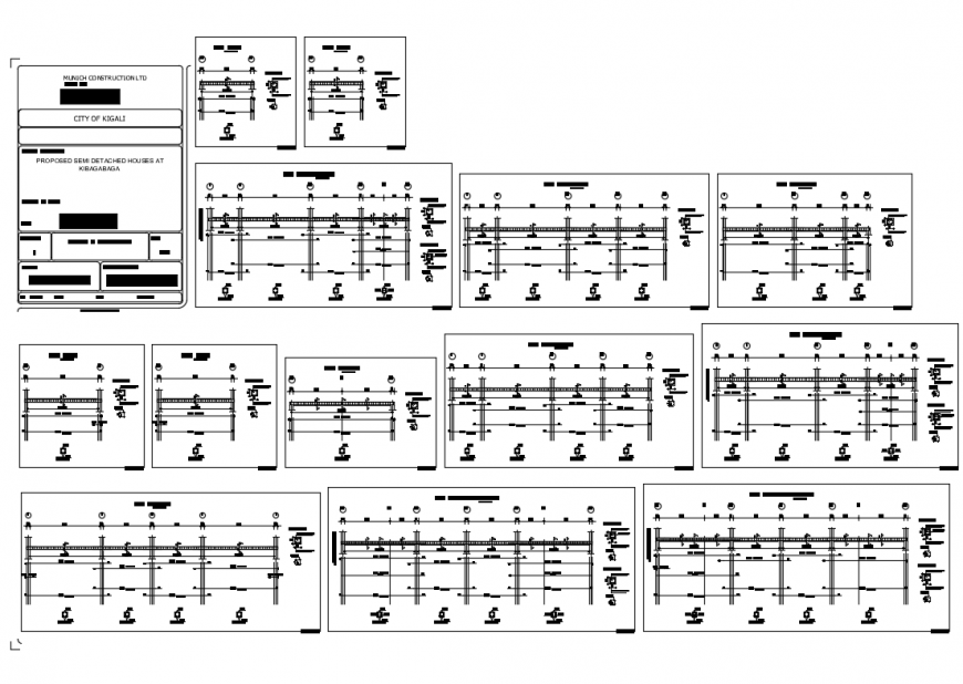 Schedule of reinforcement column of semi ditched house cad drawing details dwg file