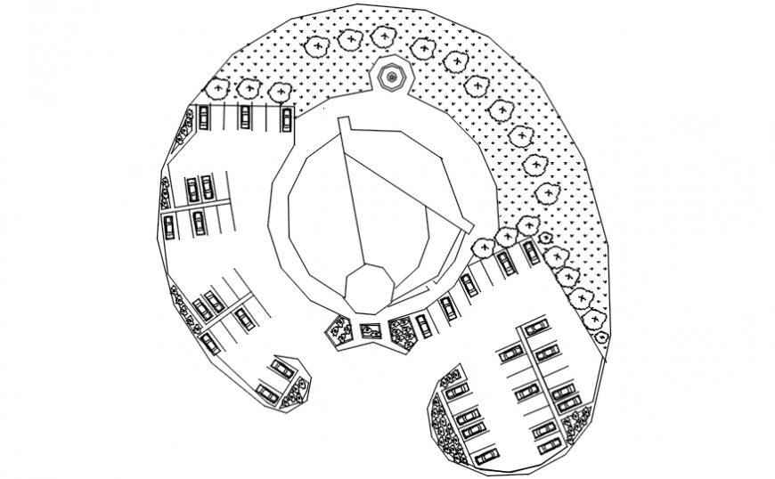 School area with plan of parking in AutoCAD