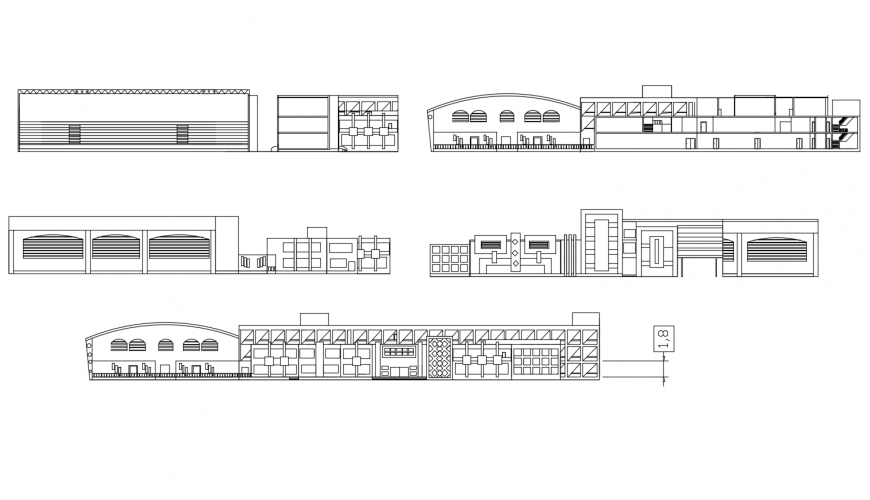 School building all sided elevation and section auto-cad drawing details dwg file