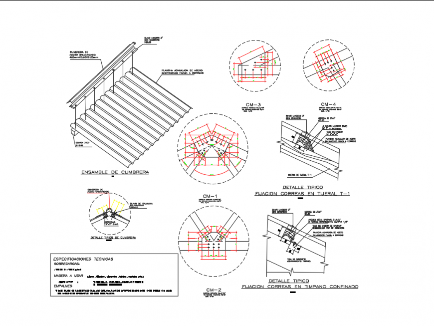 School building aluminum roof construction with concrete details dwg file